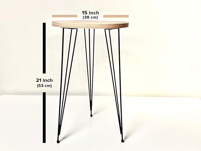 PAK HOME - Set of 2 End Table – Pine Wood Round Wood Sofa Side Coffee Tables - Image 2