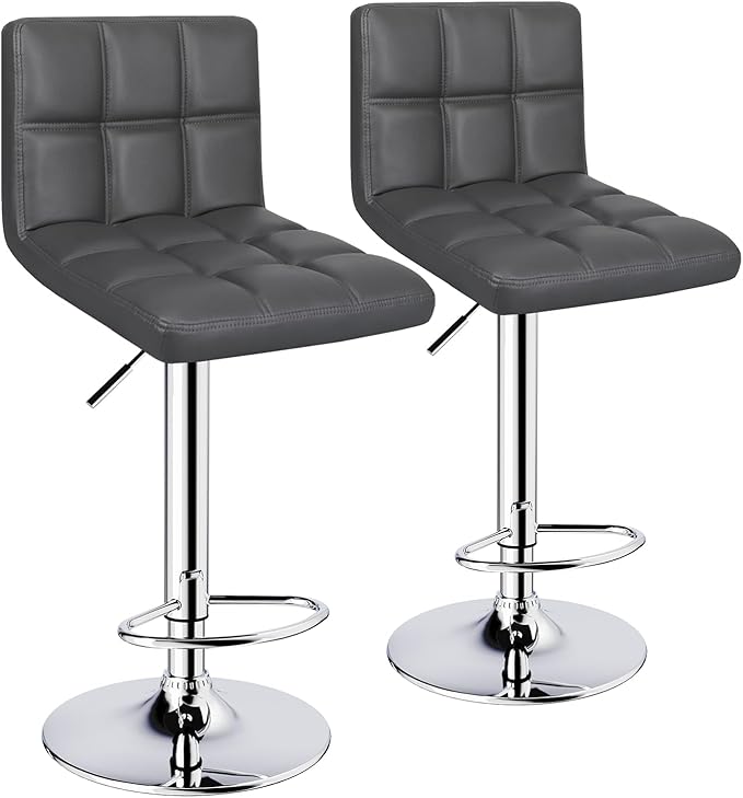 Bar Stools Set of 2, Armless Adjustable Swivel Barstools by ERGOSEAT