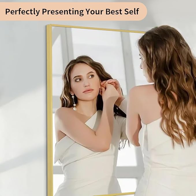 Koonmi Gold Mirrors for Wall, 36x48 Inch Bathroom Mirror, Rectangular Wall - Image 2