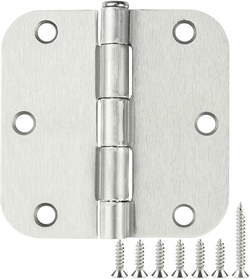 18 Pack Interior Satin Nickel Door Hinges Brushed 3.5 Inch x 1/2" Rounded 5/8 by TDCHINGES