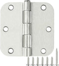 100 Pack Interior Door Hinges Brushed Nickel 3.5 inch x 3 1/2" 5/8" Round by TDCHINGES