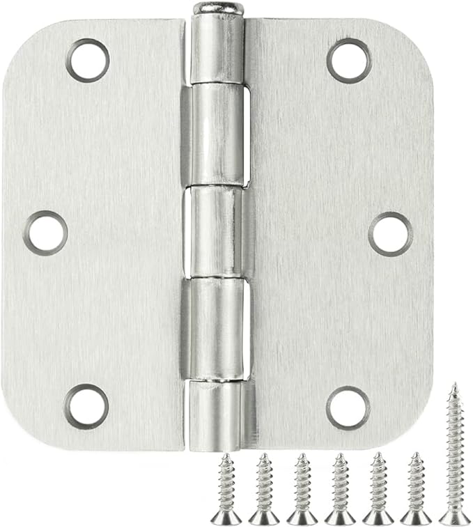 30 Pack Rounded Satin Door Hinges Brushed Nickel 3.5 Inch Interior 3 1/2 Inch by TDCHINGES