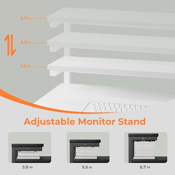 Computer Desk with Adjustable Monitor Stand, 47.2 in Small Desk with Reversible - Image 3