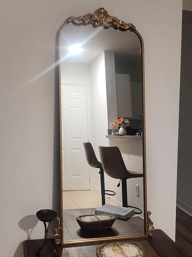 WAMIRRO Arched Mirror, Vintage Black Traditional Vintage Ornate Baroque Mirrors - Image 5