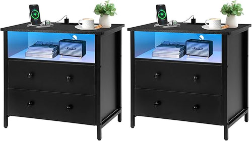 27 Inch Wide Night Stand, Large Wood Night Stand Set 2 by Tykacna