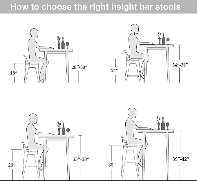 Changjie Furniture 24 Inches Metal Barstools Set of 4 Counter Height Bar Stools - Image 7