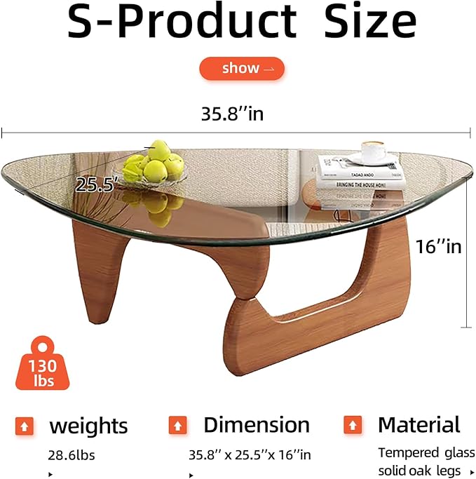 Modern Glass Coffee Table for Living Room, Small mid Century Coffee Table - Image 2