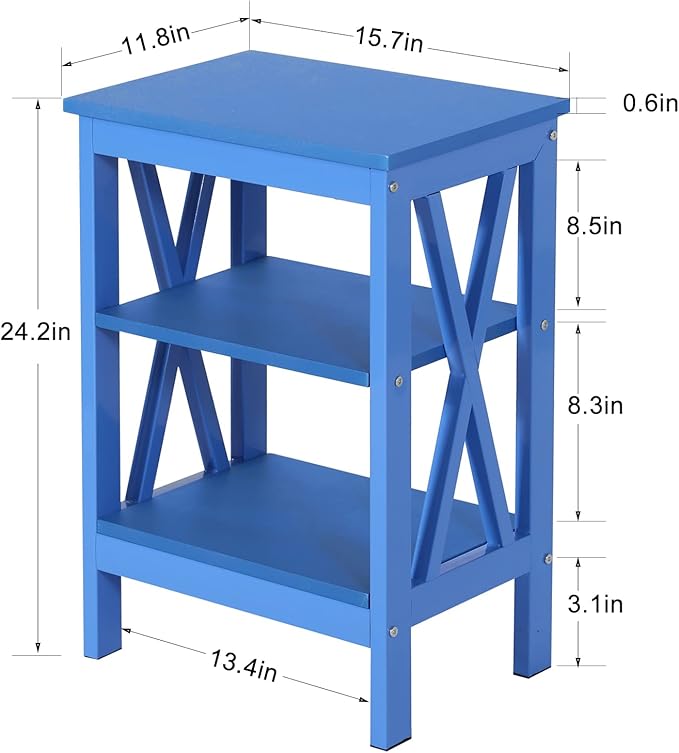 VECELO End Table Set of 2, Bedside Table, X-Design Reinforced Nightstands - Image 3