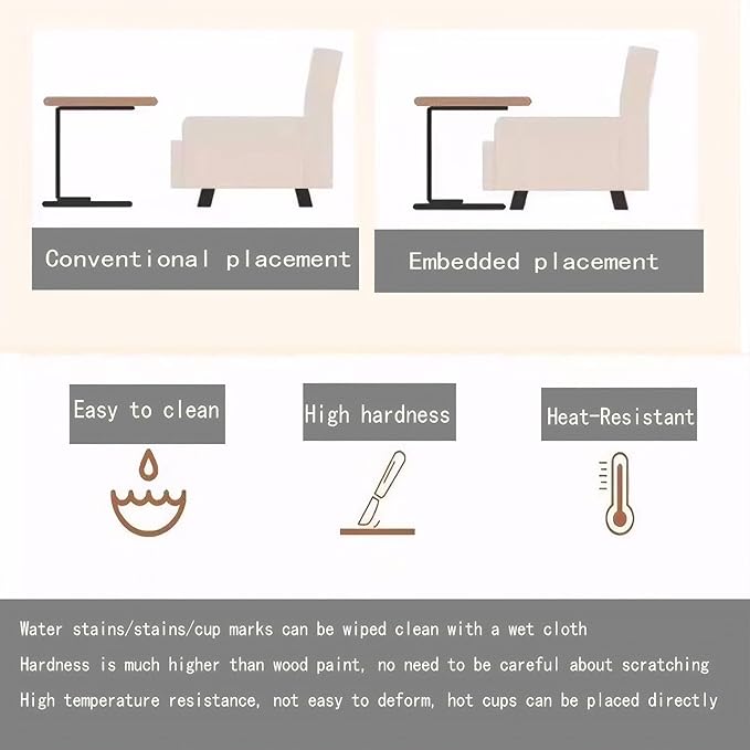 C End Table Adjustable Height, C Shaped Side Tables Living Room and Bedroom - Image 8