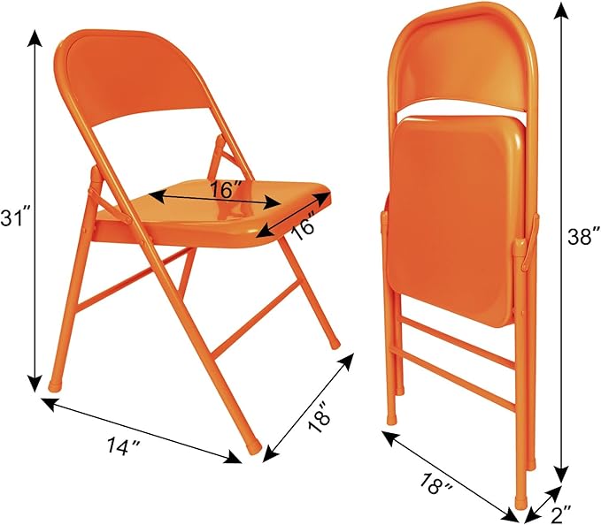 VECELO Metal Frame Steel Folding Mounted Chairs - Image 3