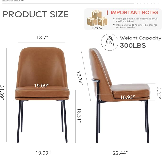 COLAMY Modern Dining Chairs Set of 6, Faux Leather Upholstered Kitchen Chairs - Image 5