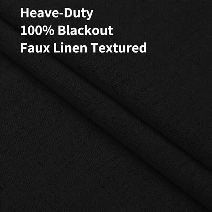 Joydeco Natural Linen Curtains 108 inch Length 2 Panels Set Burg 100% Blackout - Image 2