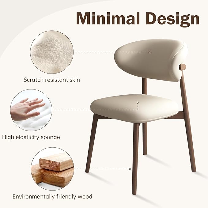 Upholstered Dining Chairs Set of 2, Mid Century Modern Kitchen Chairs - Image 5