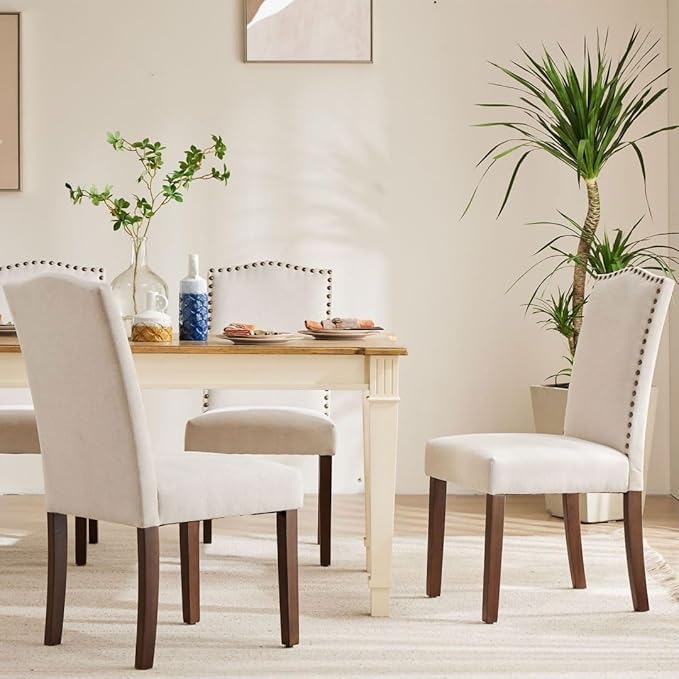Kitchen Chairs Set of 6 Modern Upholstered Fabric Seat - Image 2