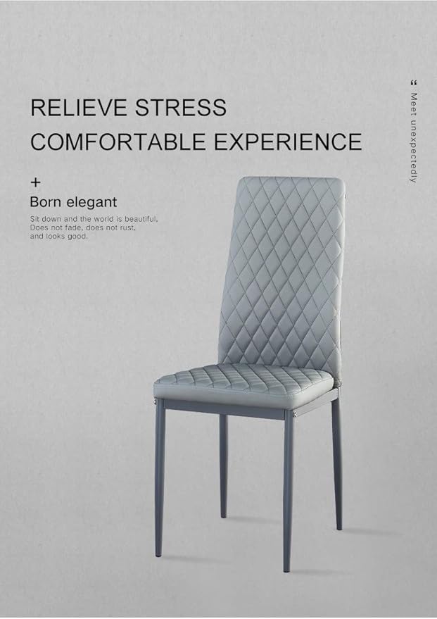 JT Modern Minimalist Dining Chair Fireproof Leather Sprayed Metal Pipe Diamond - Image 8