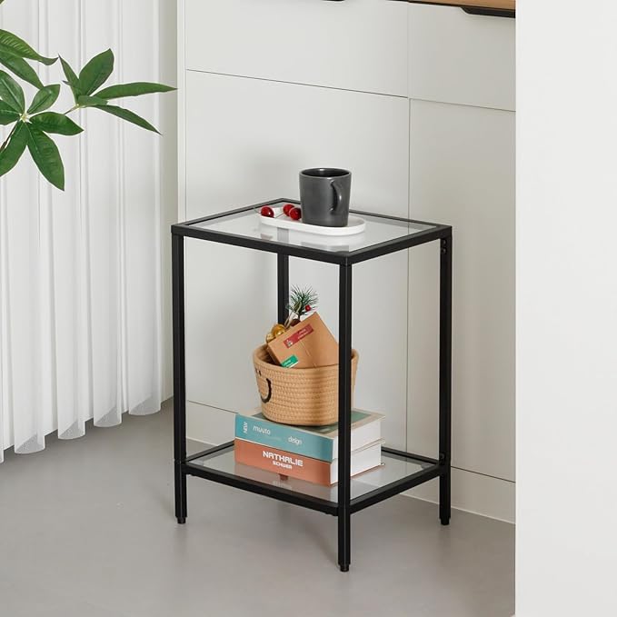 Modern 2-Tier Tempered Glass End Table - Image 2