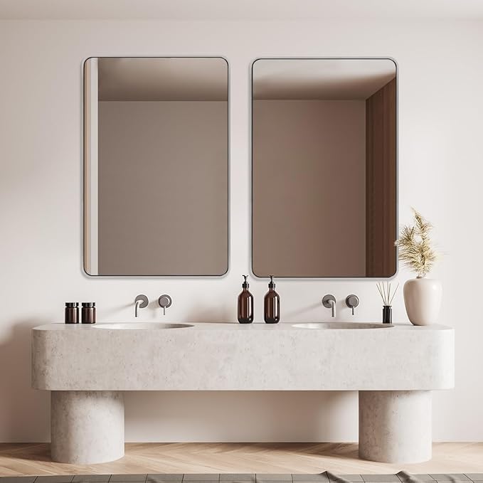 ANDY STAR 48x32 Inch Chrome Bathroom Mirror, Chrome Bathroom Vanity Mirror - Image 8
