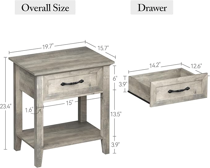 IDEALHOUSE Grey Nightstand, End Table - Image 3