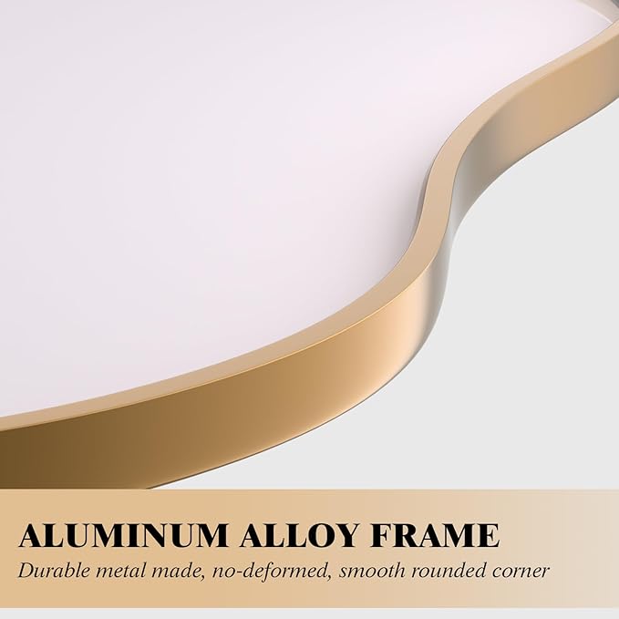 WEER Irregular Wall Mirror, 26x46 inch Gold Asymmetrical Mirror Wall Mounted - Image 3