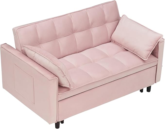 Ball & Cast Convertible Sofa Bed, Loveseat Sleeper Sofa W/Pull-Out Bed&2 Pillows - Image 7