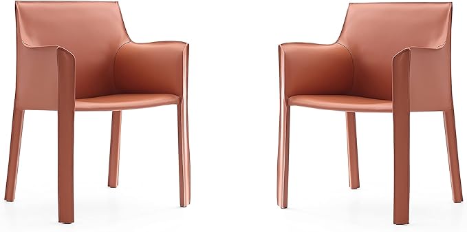 Manhattan Comfort Vogue Modern Faux Leather Dining Chairs, Metal Frame - Image 6