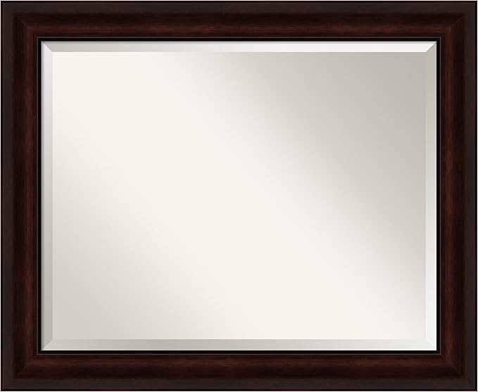 Amanti Art Brown Wall Mirror 27x33 Coffee Bean Brown Rectangle Bathroom Mirror by AmantiArt
