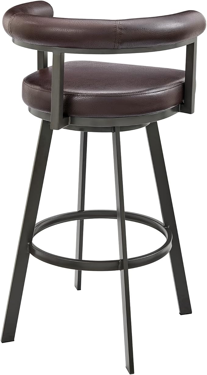 Armen Living Magnolia Swivel Counter Stool in Brown Metal - Image 6