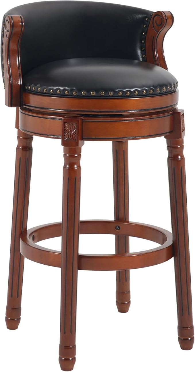 CozyRain Bar Stools Rubber Wood Counter Height Bar Stool Leather Upholstered by CozyRain