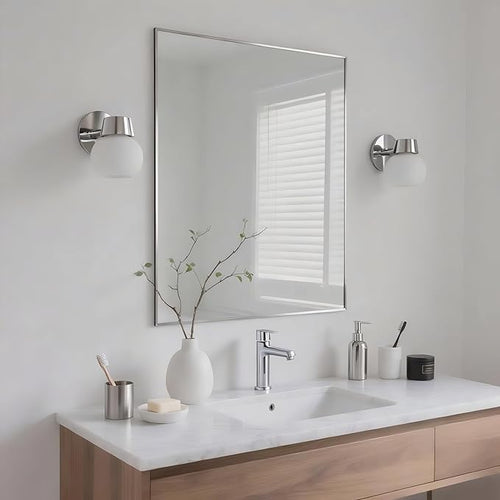 24x30 Inch Nickel Bathroom Mirror - Image 2