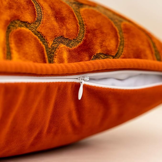 Yangest Orange Throw Pillow Cover Wavy Cushion Cover Modern Zippered - Image 4