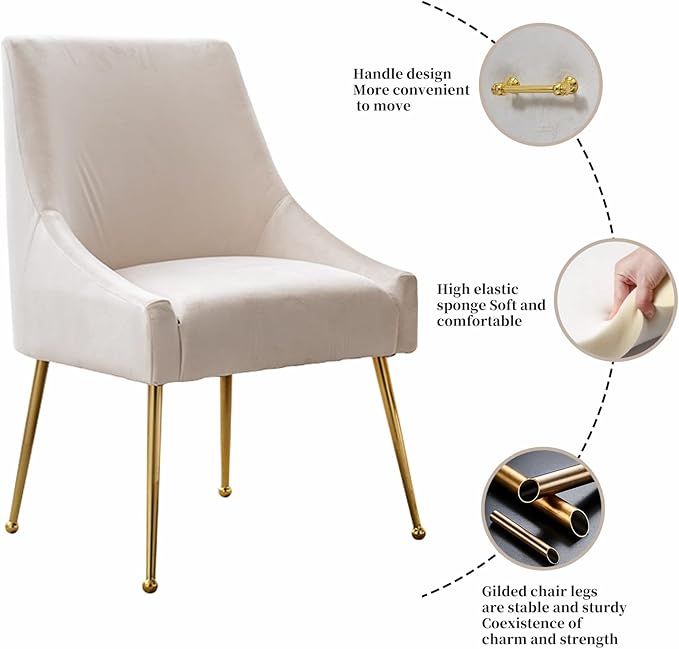 Modern Velvet Dining Chairs Set of 6, Contemporary Upholstered Furniture - Image 5