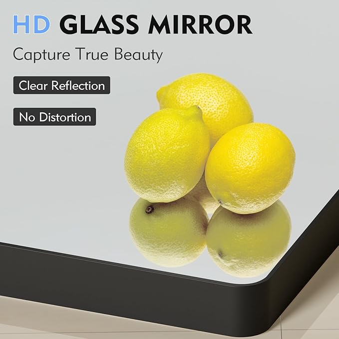 Black Bathroom Mirror 22X30 Inch, Rounded Rectangle Matte Bathroom Vanity Mirror - Image 4