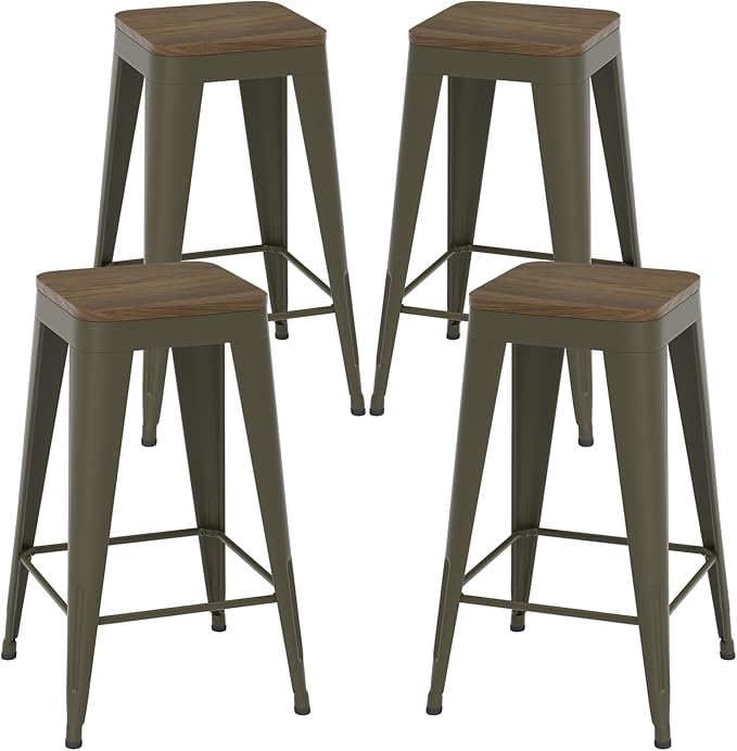 30 inch Backless Bar Stools Set of 4, Indoor Metal Bar Stools by Vinahomar