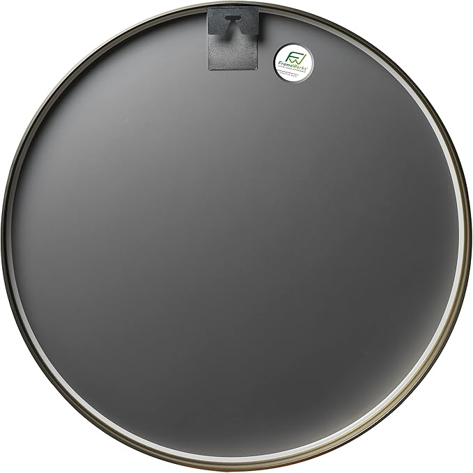 FrameWorks 28" Deluxe Contemporary Brass Gold Circular Aluminum Mirror - Image 2