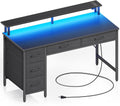 Seventable Computer Desk with Power Outlets & LED Light, 47 inch Home Office by Seventable
