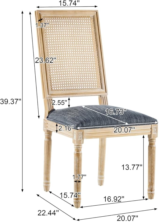 Merax Upholstered Solid Wood Dining Chairs Set of 2, French Country Style - Image 2