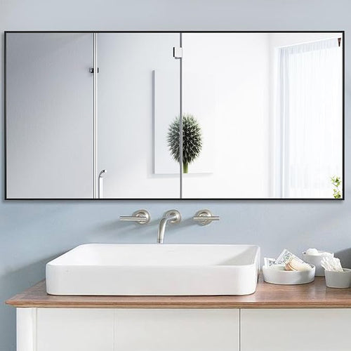 24x40 Inch Black Bathroom Mirror, Copper-Free Mirror, Aluminum Alloy Frame by LEDLUX