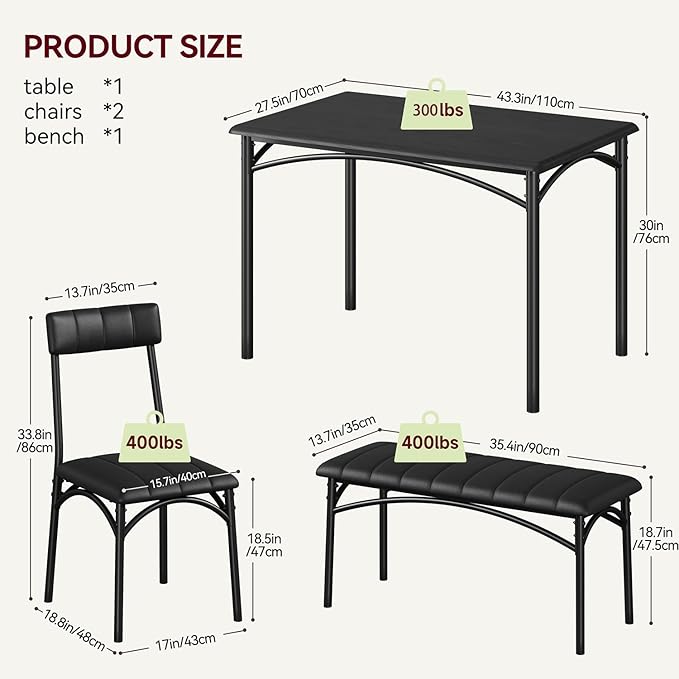 GarveeHome Dining Table Set for 4, Kitchen Table - Image 6
