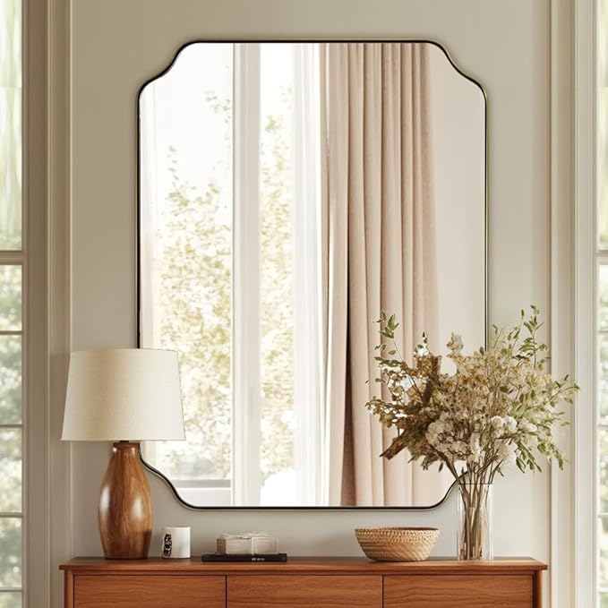 ANDY STAR 30"x40" Gold Bathroom Mirror, Large Scalloped Wall Mirror, Brushed - Image 4