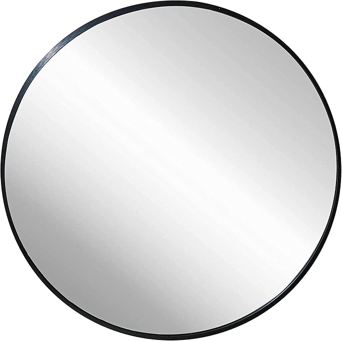 FrameWorks 20" Deluxe Contemporary Black Circular Aluminum Mirror by FrameWorks