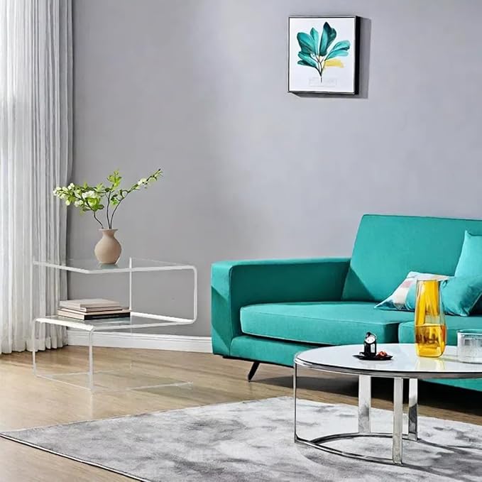 Acrylic Side Table, 17.7" H S-Shaped end Table - Image 5