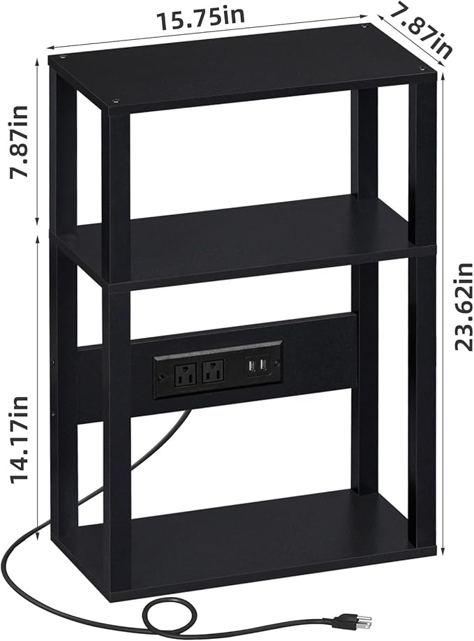 3-Tier Small Narrow Wood Side Table - Image 3