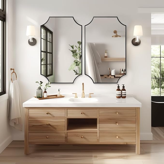 ANDY STAR 30x40 Inch Bathroom Mirror, Unique Rectangle Wall Mirror, Matte Black - Image 8