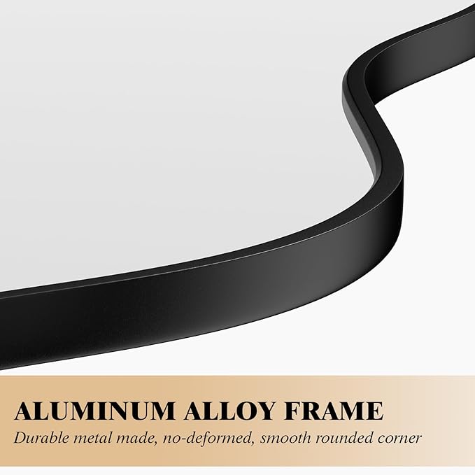 WEER Irregular Wall Mirror, 20x36 inch Black Asymmetrical Mirror Wall Mounted - Image 3