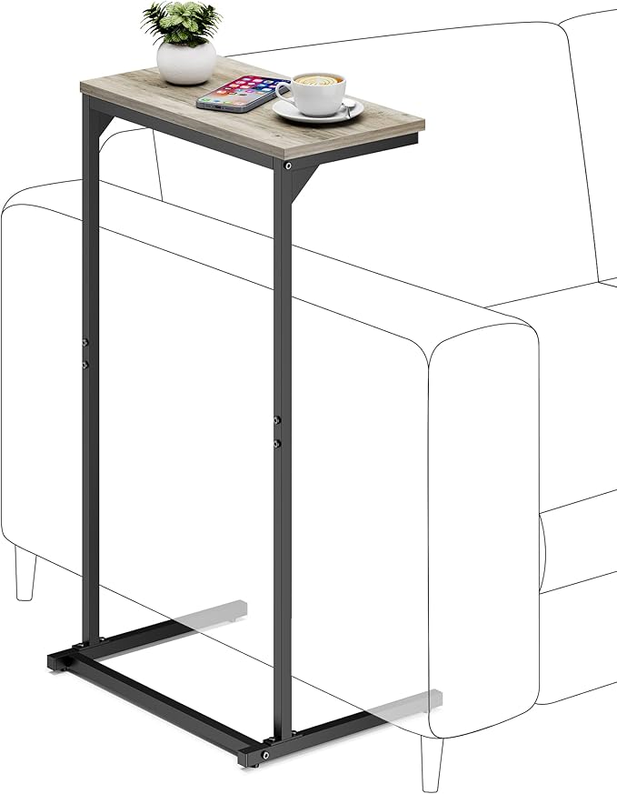 TUTOTAK C Shaped End Table, Small Side Table, 28.7 inch Tall Couch Table - Image 8