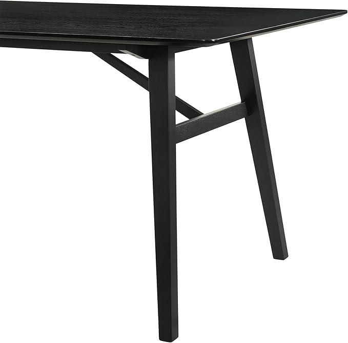 Armen Living Channell Mid Century Modern 7 Piece Black Wood Dining Table Set - Image 11