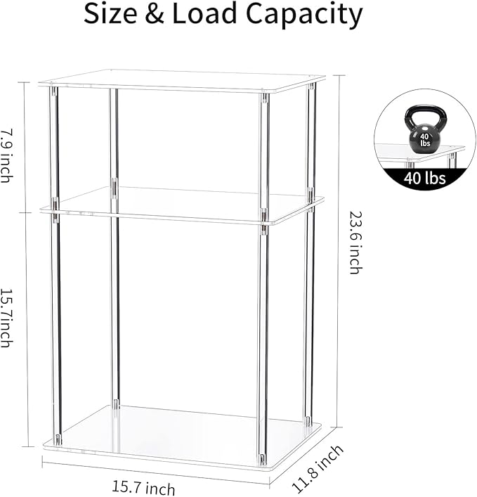 Clear Acrylic Side Table, 3-Tier End Table - Image 3