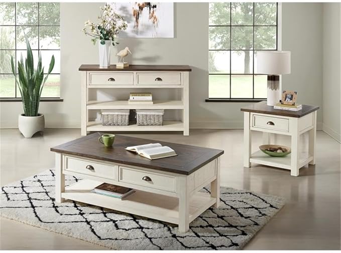 Martin Svensson Home Solid Wood Sofa Console Table, Cream White - Image 2