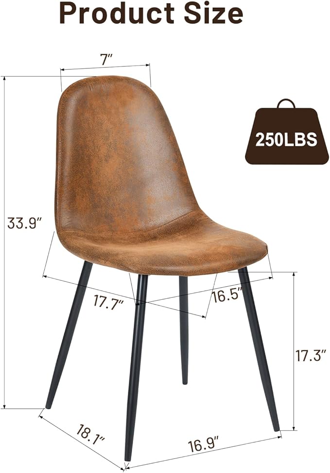 FurnitureR Dining Chairs Set of 4, Mid-Back Armless Side Chairs - Image 3