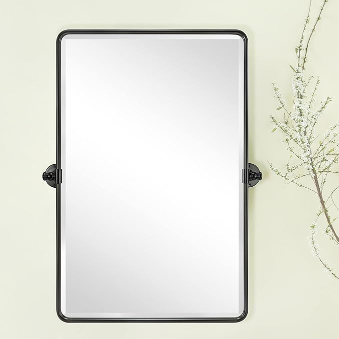 20x30'' Pivot Rectangle Bathroom Mirror Oil Rubbed Bronze Metal Framed Tilting by TEHOME